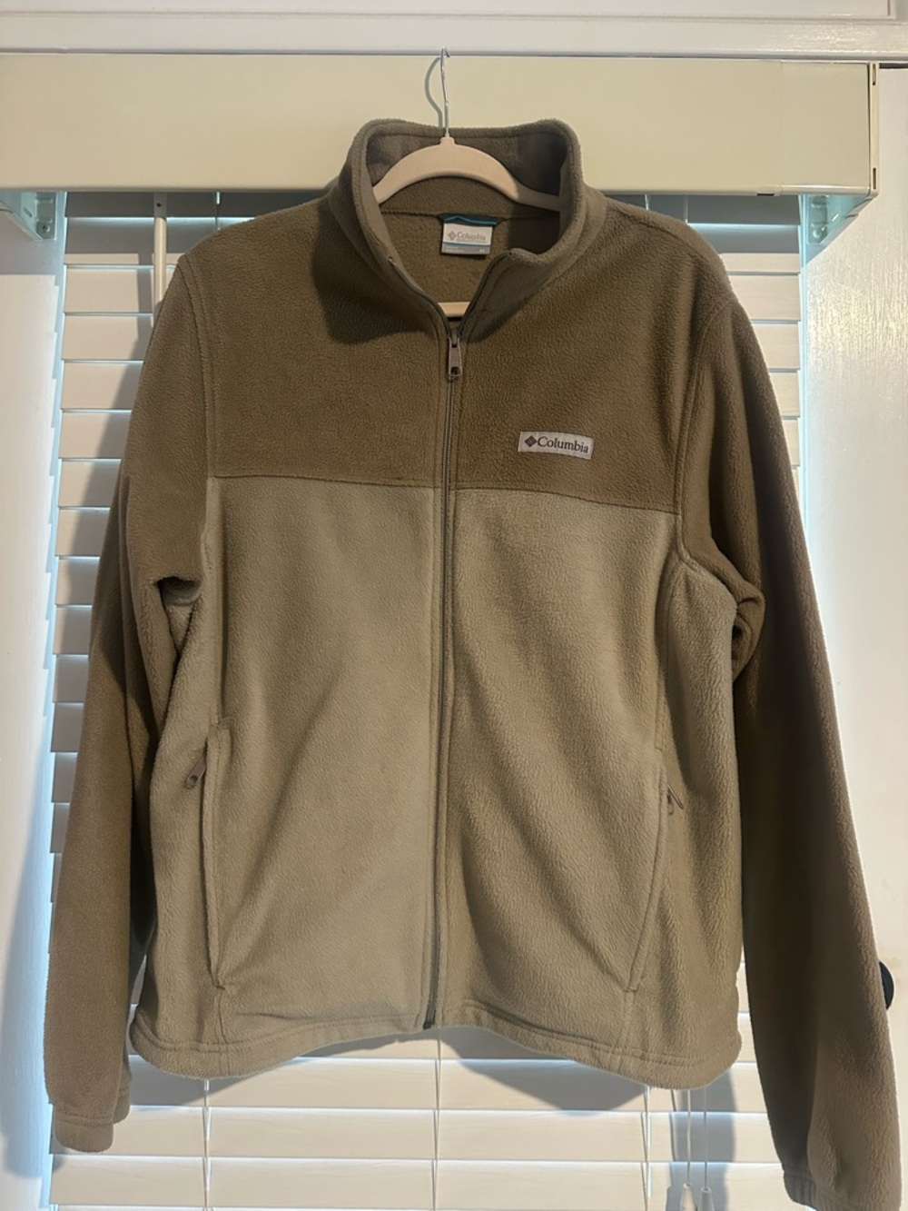 Columbia Men’s Two-Tone Olive/Tan Full-Zip Performance Fleece Jacket